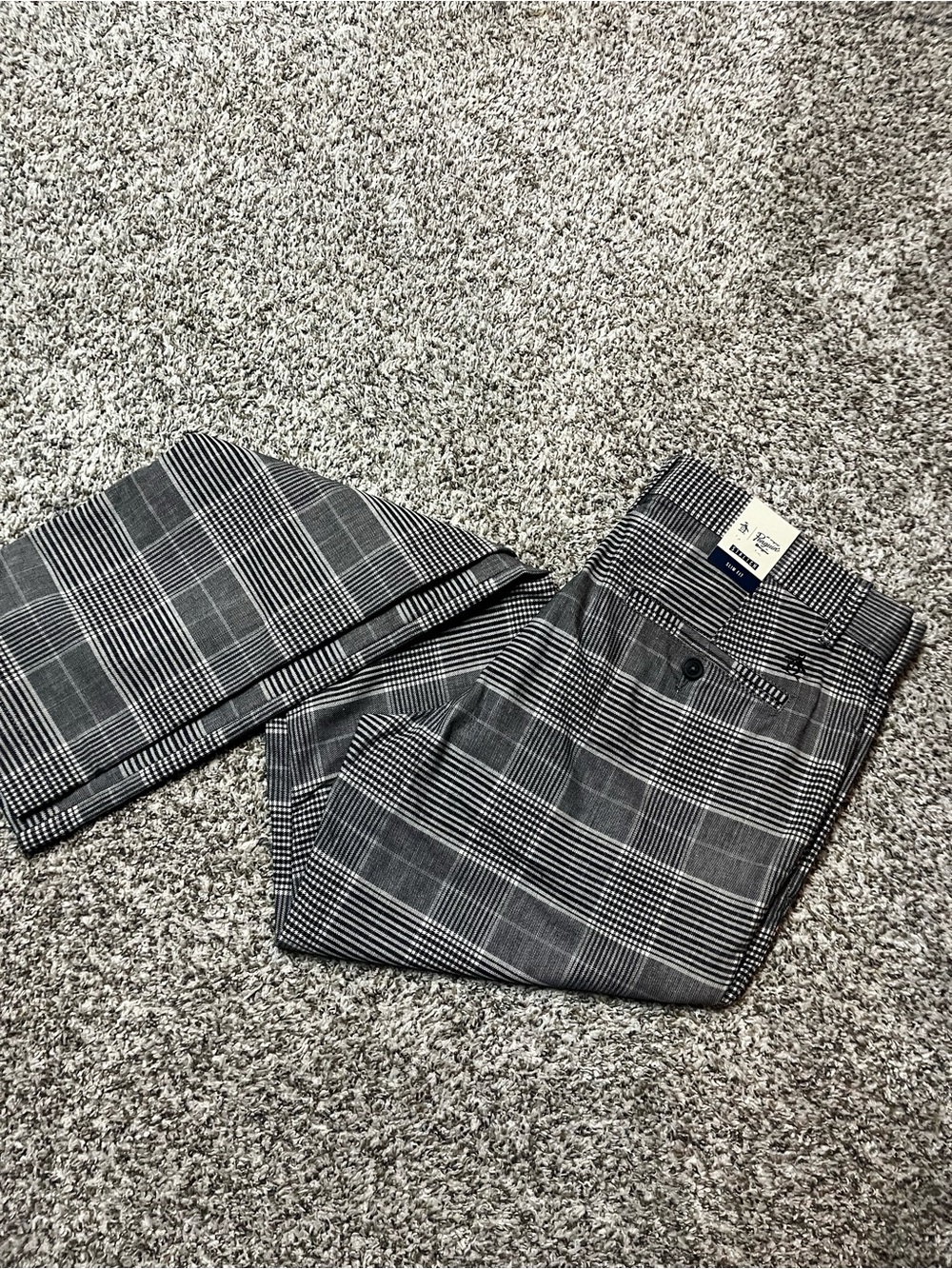 Original Penguin Black & Gray Glen Plaid Dress Pants